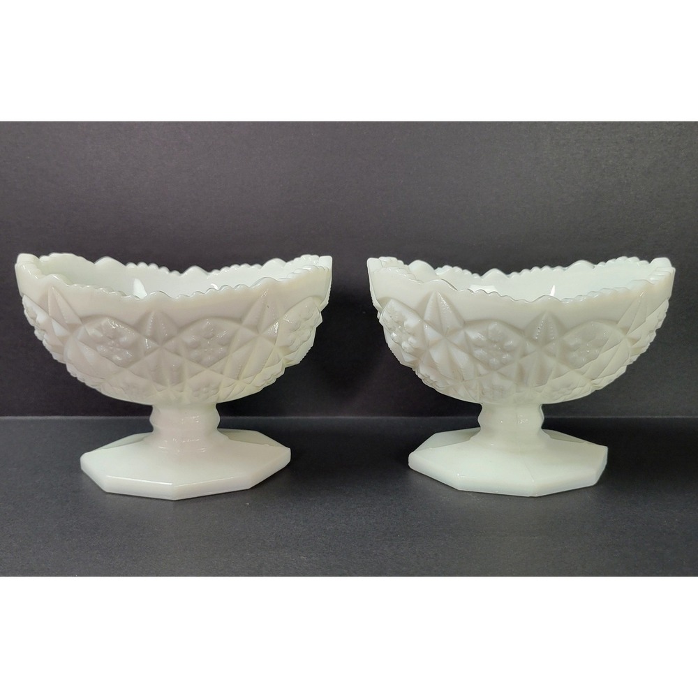 Kemple Milk Glass Toltec Pattern Candle Holders Set of 2 White Vintage Pedestal